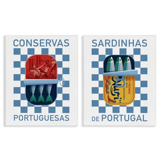 Stupell Industries Portuguese Canned Sardines 2 pc Canvas Wall Art Set Design by Victoria Barnes